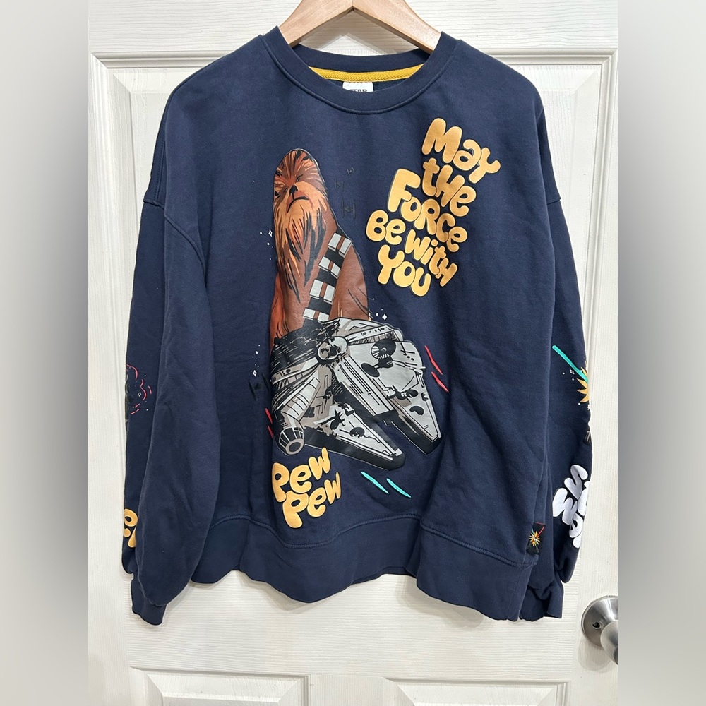 Star Wars Navy Sweatshirt with Chewbacca and Millennium Falcon Design